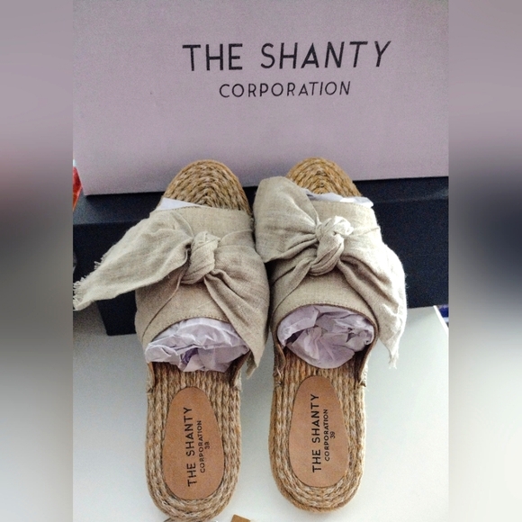 Shanty Corporation Shoes - NIB🔥Adorable, Natural Linen, BOHO  Bow-Tie Espadrilles by Shanty🖤 Sz 8